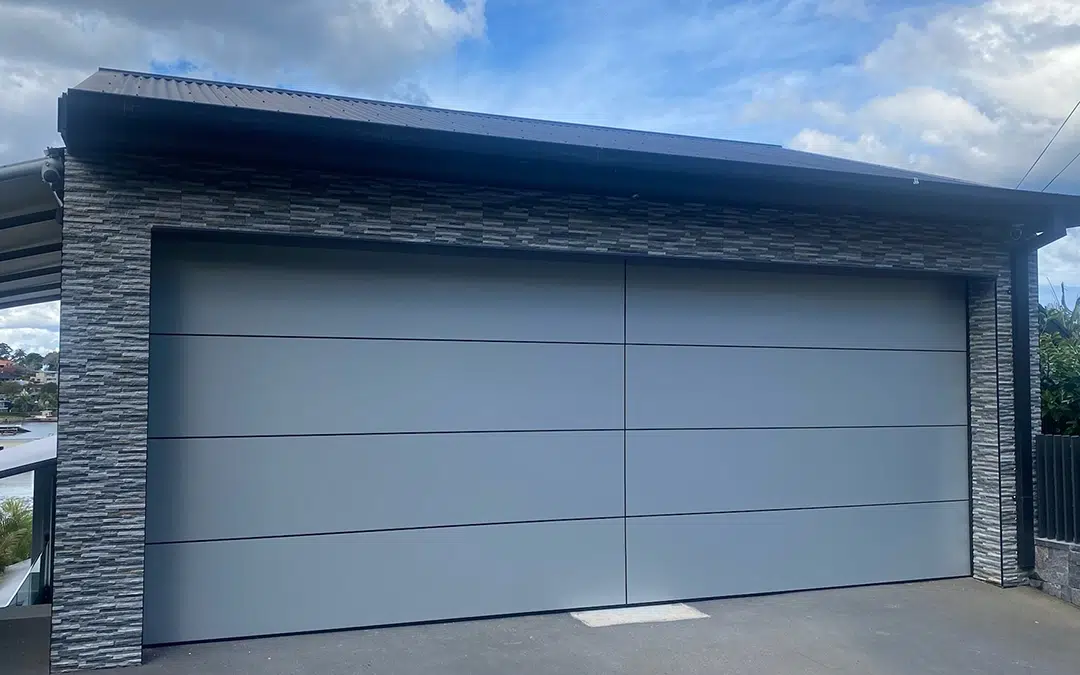 B&D Designer Garage Door images Ali Panel Silver Metallic with Black Negative Detail