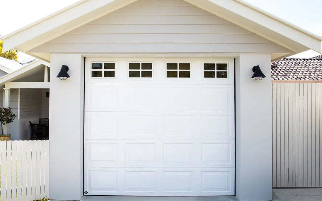 B&D Garage Door images Panelift Statesman in Dover White with Stockton Windows